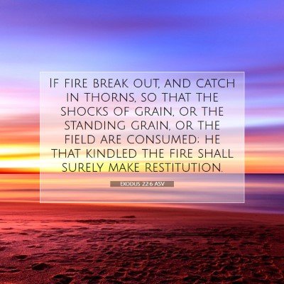 Picture 07 - Exodus 22:6 ASV - If fire break out, and catch in thorns, so that - Bible Verse Picture