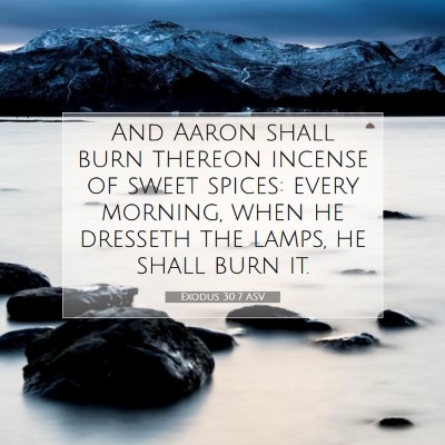 Picture 07 - Exodus 30:7 ASV - And Aaron shall burn thereon incense of sweet - Bible Verse Picture