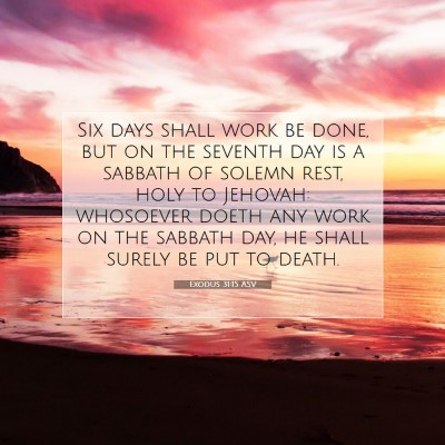 Picture 07 - Exodus 31:15 ASV - Six days shall work be done, but on the seventh - Bible Verse Picture