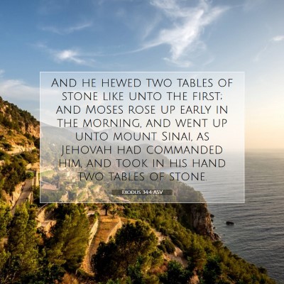 Picture 07 - Exodus 34:4 ASV - And he hewed two tables of stone like unto the - Bible Verse Picture