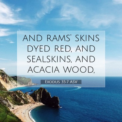 Picture 07 - Exodus 35:7 ASV - and rams' skins dyed red, and sealskins, and - Bible Verse Picture