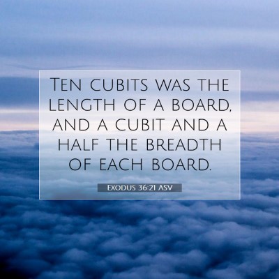 Picture 07 - Exodus 36:21 ASV - Ten cubits was the length of a board, and a cubit - Bible Verse Picture