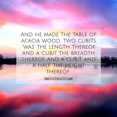 Picture 07 - Exodus 37:10 ASV - And he made the table of acacia wood: two cubits - Bible Verse Picture