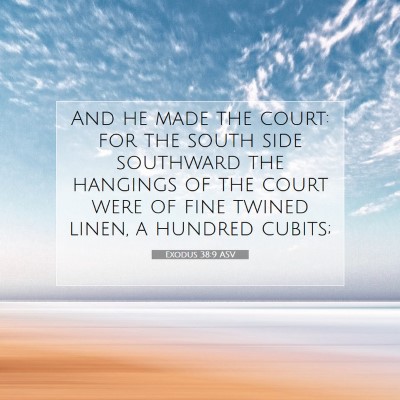 Picture 07 - Exodus 38:9 ASV - And he made the court: for the south side - Bible Verse Picture