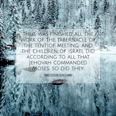 Picture 07 - Exodus 39:32 ASV - Thus was finished all the work of the tabernacle - Bible Verse Picture