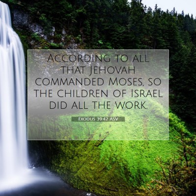 Picture 07 - Exodus 39:42 ASV - According to all that Jehovah commanded Moses, so - Bible Verse Picture