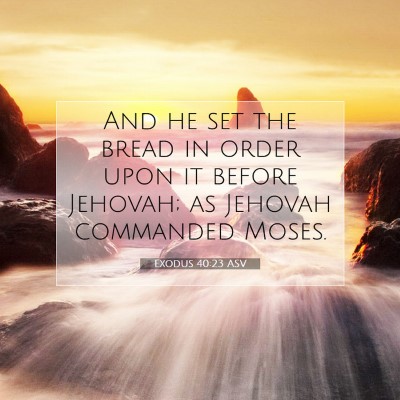 Picture 07 - Exodus 40:23 ASV - And he set the bread in order upon it before - Bible Verse Picture