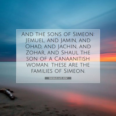 Picture 07 - Exodus 6:15 ASV - And the sons of Simeon: Jemuel, and Jamin, and - Bible Verse Picture