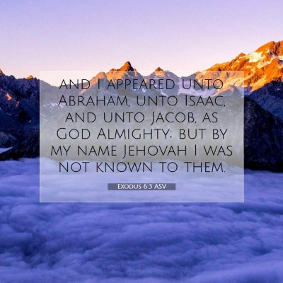 Picture 07 - Exodus 6:3 ASV - and I appeared unto Abraham, unto Isaac, and unto - Bible Verse Picture