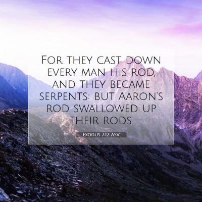 Picture 07 - Exodus 7:12 ASV - For they cast down every man his rod, and they - Bible Verse Picture