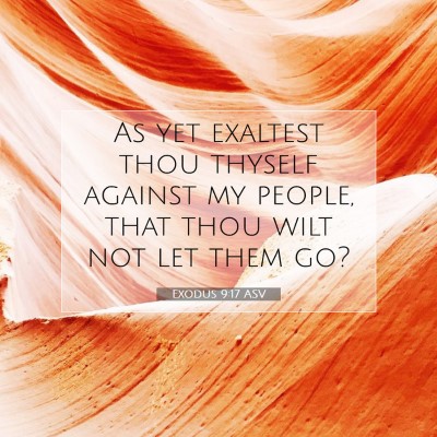Picture 07 - Exodus 9:17 ASV - As yet exaltest thou thyself against my people, - Bible Verse Picture