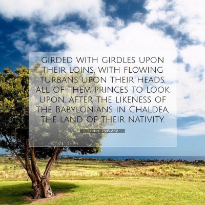 Picture 07 - Ezekiel 23:15 ASV - girded with girdles upon their loins, with - Bible Verse Picture