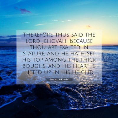 Picture 07 - Ezekiel 31:10 ASV - Therefore thus said the Lord Jehovah: Because - Bible Verse Picture