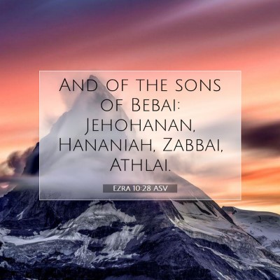 Picture 07 - Ezra 10:28 ASV - And of the sons of Bebai: Jehohanan, Hananiah, - Bible Verse Picture