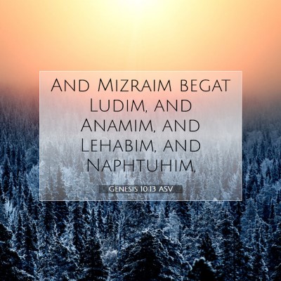 Picture 07 - Genesis 10:13 ASV - And Mizraim begat Ludim, and Anamim, and Lehabim, - Bible Verse Picture