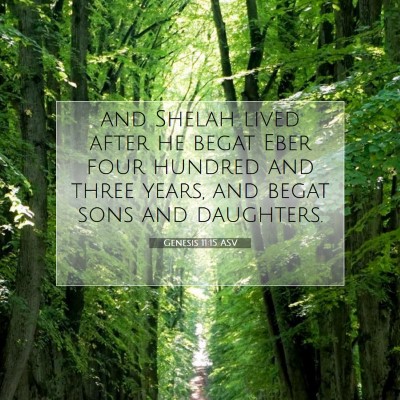 Picture 07 - Genesis 11:15 ASV - and Shelah lived after he begat Eber four hundred - Bible Verse Picture