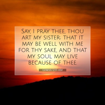 Picture 07 - Genesis 12:13 ASV - Say, I pray thee, thou art my sister; that it may - Bible Verse Picture