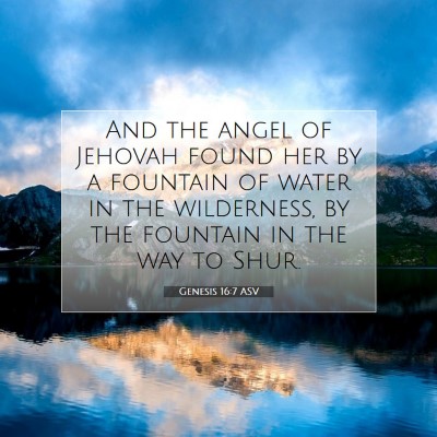 Picture 07 - Genesis 16:7 ASV - And the angel of Jehovah found her by a fountain - Bible Verse Picture