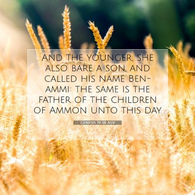 Picture 07 - Genesis 19:38 ASV - And the younger, she also bare a son, and called - Bible Verse Picture