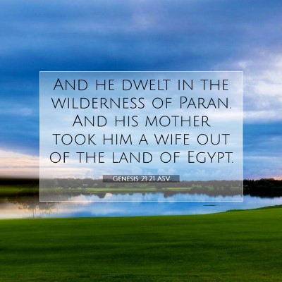 Picture 07 - Genesis 21:21 ASV - And he dwelt in the wilderness of Paran. And his - Bible Verse Picture