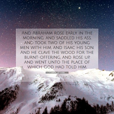 Picture 07 - Genesis 22:3 ASV - And Abraham rose early in the morning, and - Bible Verse Picture