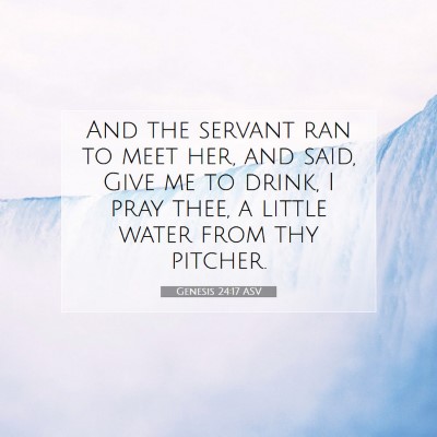 Picture 07 - Genesis 24:17 ASV - And the servant ran to meet her, and said, Give - Bible Verse Picture