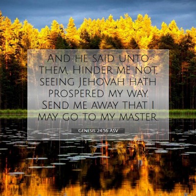 Picture 07 - Genesis 24:56 ASV - And he said unto them, Hinder me not, seeing - Bible Verse Picture