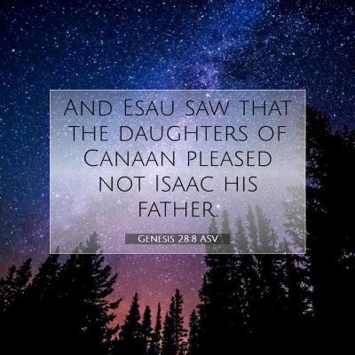 Picture 07 - Genesis 28:8 ASV - And Esau saw that the daughters of Canaan pleased - Bible Verse Picture