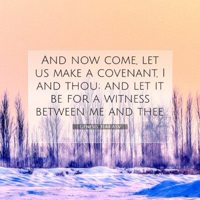 Picture 07 - Genesis 31:44 ASV - And now come, let us make a covenant, I and thou; - Bible Verse Picture