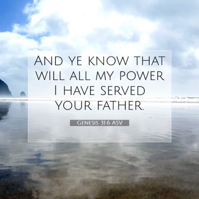 Picture 07 - Genesis 31:6 ASV - And ye know that will all my power I have served - Bible Verse Picture