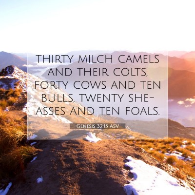 Picture 07 - Genesis 32:15 ASV - thirty milch camels and their colts, forty cows - Bible Verse Picture