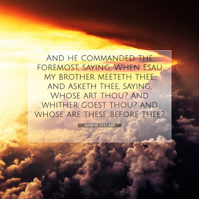 Picture 07 - Genesis 32:17 ASV - And he commanded the foremost, saying, When Esau - Bible Verse Picture