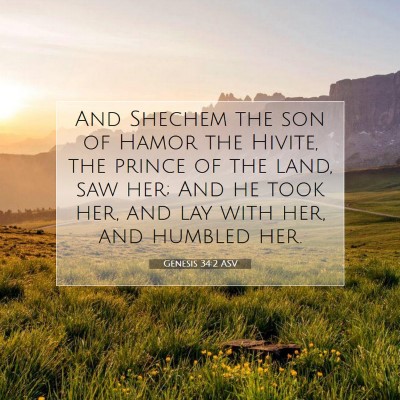 Picture 07 - Genesis 34:2 ASV - And Shechem the son of Hamor the Hivite, the - Bible Verse Picture
