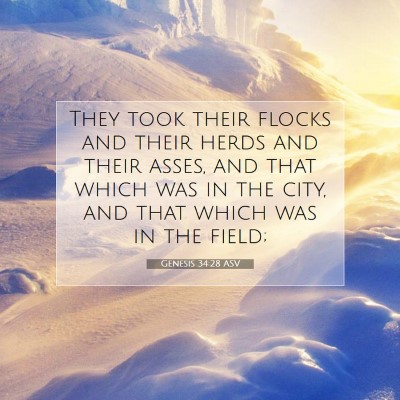 Picture 07 - Genesis 34:28 ASV - They took their flocks and their herds and their - Bible Verse Picture