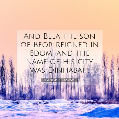 Picture 07 - Genesis 36:32 ASV - And Bela the son of Beor reigned in Edom; and the - Bible Verse Picture