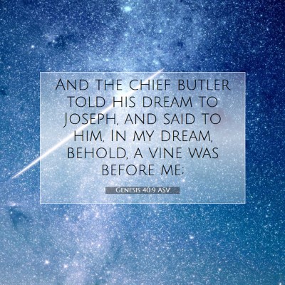 Picture 07 - Genesis 40:9 ASV - And the chief butler told his dream to Joseph, - Bible Verse Picture