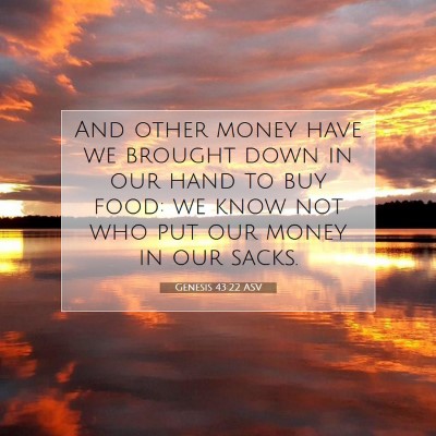 Picture 07 - Genesis 43:22 ASV - And other money have we brought down in our hand - Bible Verse Picture