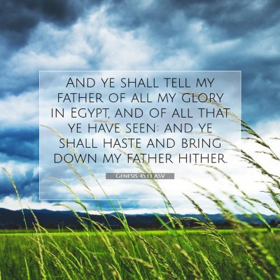 Picture 07 - Genesis 45:13 ASV - And ye shall tell my father of all my glory in - Bible Verse Picture
