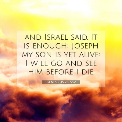 Picture 07 - Genesis 45:28 ASV - and Israel said, It is enough; Joseph my son is - Bible Verse Picture