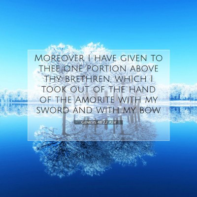 Picture 07 - Genesis 48:22 ASV - Moreover I have given to thee one portion above - Bible Verse Picture