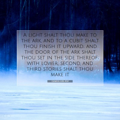 Picture 07 - Genesis 6:16 ASV - A light shalt thou make to the ark, and to a - Bible Verse Picture