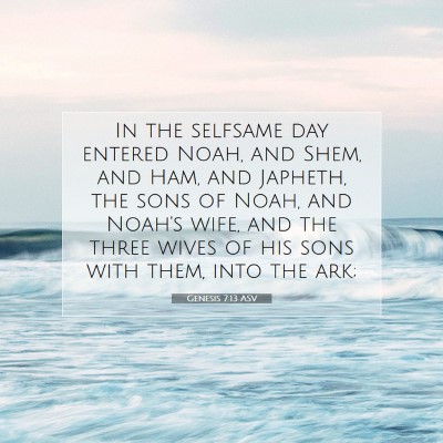 Picture 07 - Genesis 7:13 ASV - In the selfsame day entered Noah, and Shem, and - Bible Verse Picture