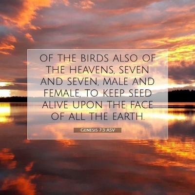 Picture 07 - Genesis 7:3 ASV - of the birds also of the heavens, seven and - Bible Verse Picture