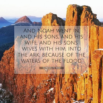 Picture 07 - Genesis 7:7 ASV - And Noah went in, and his sons, and his wife, and - Bible Verse Picture