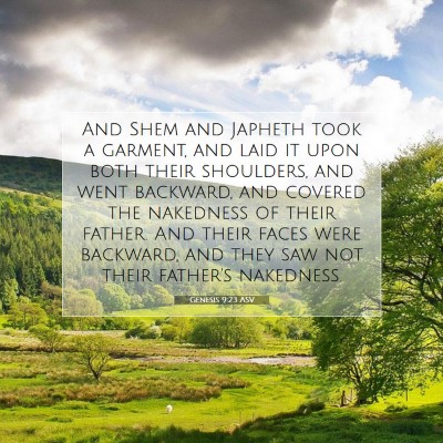 Picture 07 - Genesis 9:23 ASV - And Shem and Japheth took a garment, and laid it - Bible Verse Picture