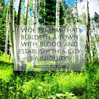 Picture 07 - Habakkuk 2:12 ASV - Woe to him that buildeth a town with blood, and - Bible Verse Picture