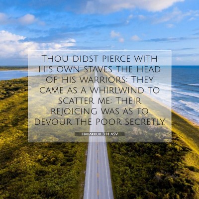 Picture 07 - Habakkuk 3:14 ASV - Thou didst pierce with his own staves the head of - Bible Verse Picture