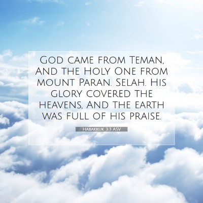 Picture 07 - Habakkuk 3:3 ASV - God came from Teman, And the Holy One from mount - Bible Verse Picture