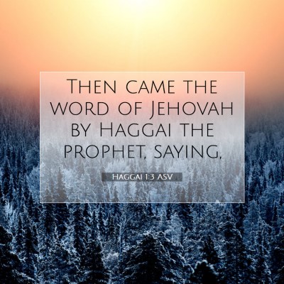 Picture 07 - Haggai 1:3 ASV - Then came the word of Jehovah by Haggai the - Bible Verse Picture