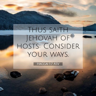 Picture 07 - Haggai 1:7 ASV - Thus saith Jehovah of hosts: Consider your - Bible Verse Picture